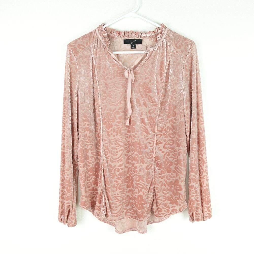 GNW Blouse Top Womens SZ M BurnOut Velvet Floral Cottagecore Boho 90's Y2K Fairy